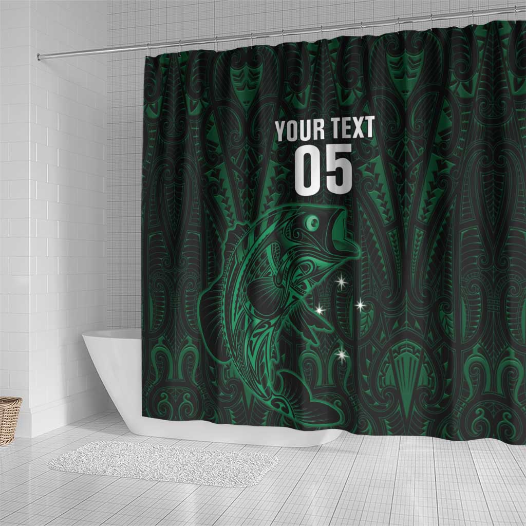 Custom New Zealand Fishing Shower Curtain Maori Tribal Pattern - Polynesian Pride