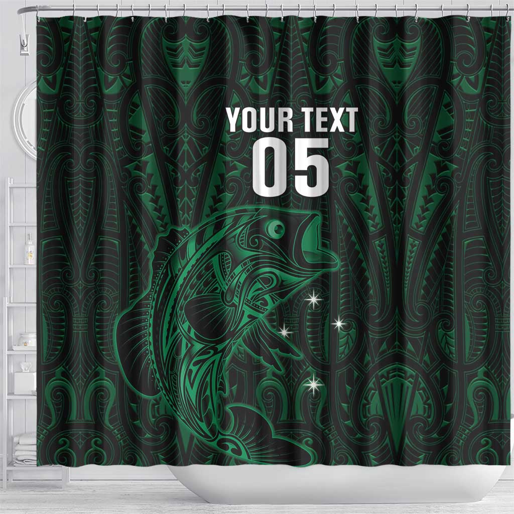 Custom New Zealand Fishing Shower Curtain Maori Tribal Pattern - Polynesian Pride