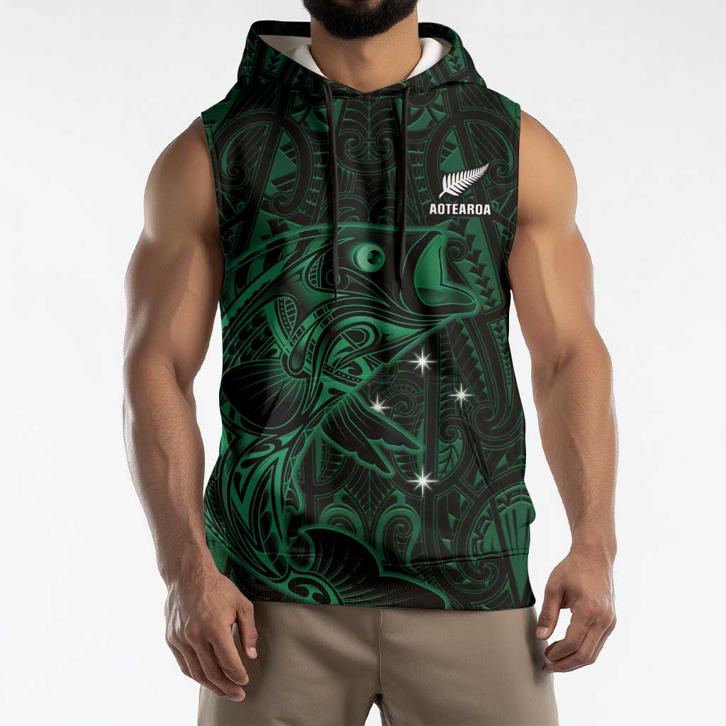 Custom New Zealand Fishing Sleeveless Hoodie Maori Tribal Pattern LT05 - Polynesian Pride