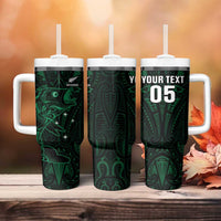 Custom New Zealand Fishing Tumbler With Handle Maori Tribal Pattern - Polynesian Pride