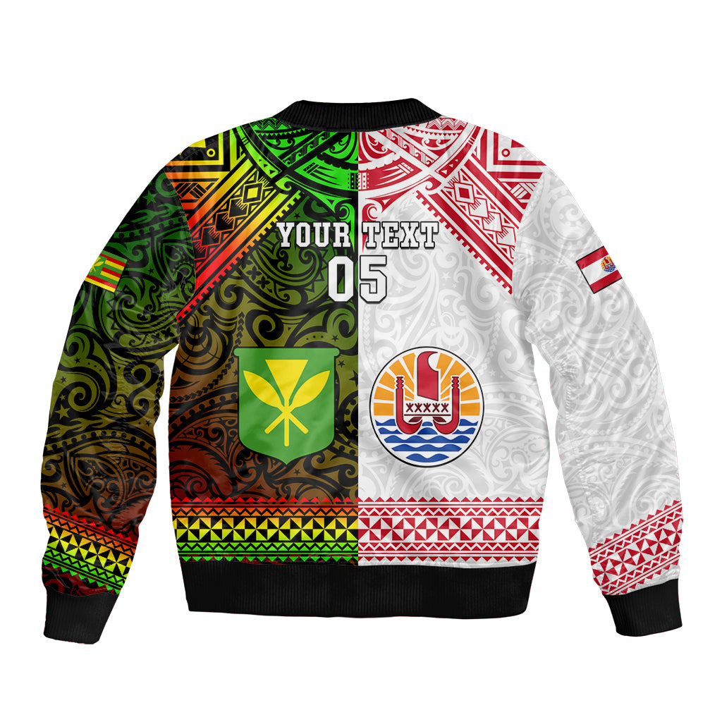 Custom Hawaii And Tahiti Bomber Jacket Coat Of Arms Polynesian Pattern LT05 - Polynesian Pride