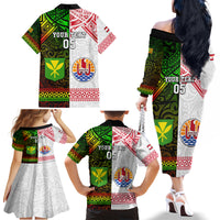 Custom Hawaii And Tahiti Family Matching Off Shoulder Long Sleeve Dress and Hawaiian Shirt Coat Of Arms Polynesian Pattern LT05 - Polynesian Pride