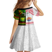 Custom Hawaii And Tahiti Kid Short Sleeve Dress Coat Of Arms Polynesian Pattern LT05 - Polynesian Pride
