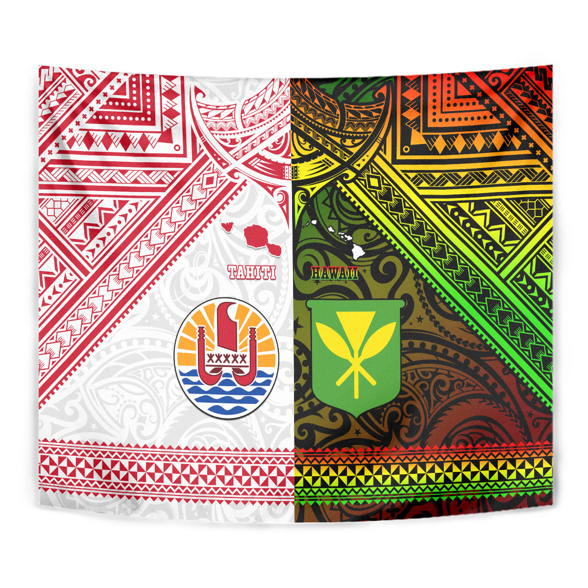 Hawaii And Tahiti Tapestry Coat Of Arms Polynesian Pattern LT05 - Polynesian Pride