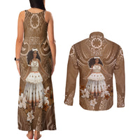 Bula Fiji Women's Day Couples Matching Tank Maxi Dress and Long Sleeve Button Shirt With Fijian Tapa Pattern LT05 - Polynesian Pride