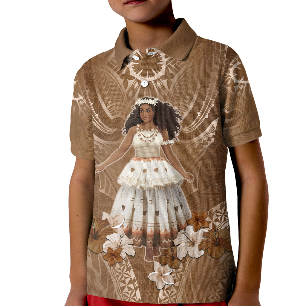 Bula Fiji Women's Day Kid Polo Shirt With Fijian Tapa Pattern LT05 Kid Brown - Polynesian Pride