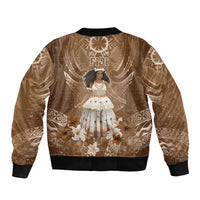 Bula Fiji Women's Day Sleeve Zip Bomber Jacket With Fijian Tapa Pattern LT05 - Polynesian Pride