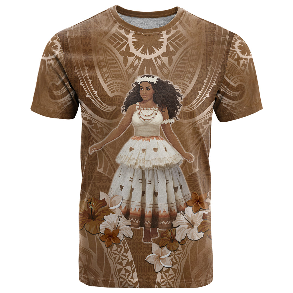 Bula Fiji Women's Day T Shirt With Fijian Tapa Pattern LT05 Brown - Polynesian Pride