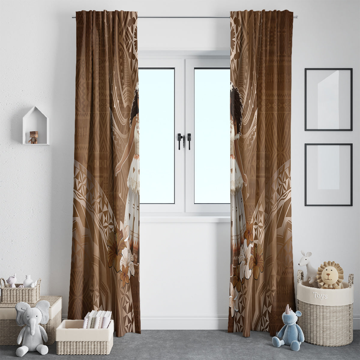 Bula Fiji Women's Day Window Curtain With Fijian Tapa Pattern