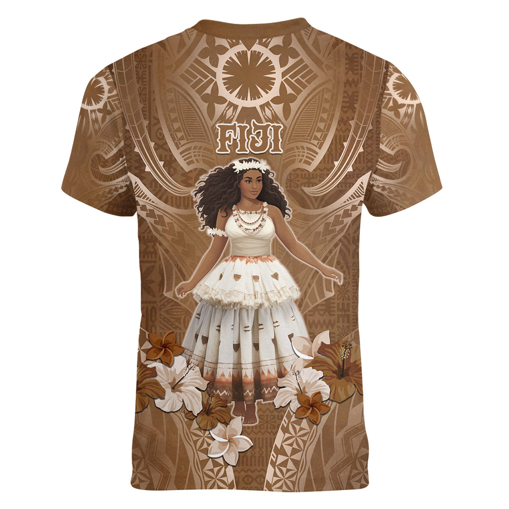 Bula Fiji Women's Day Women V Neck T Shirt With Fijian Tapa Pattern LT05 - Polynesian Pride