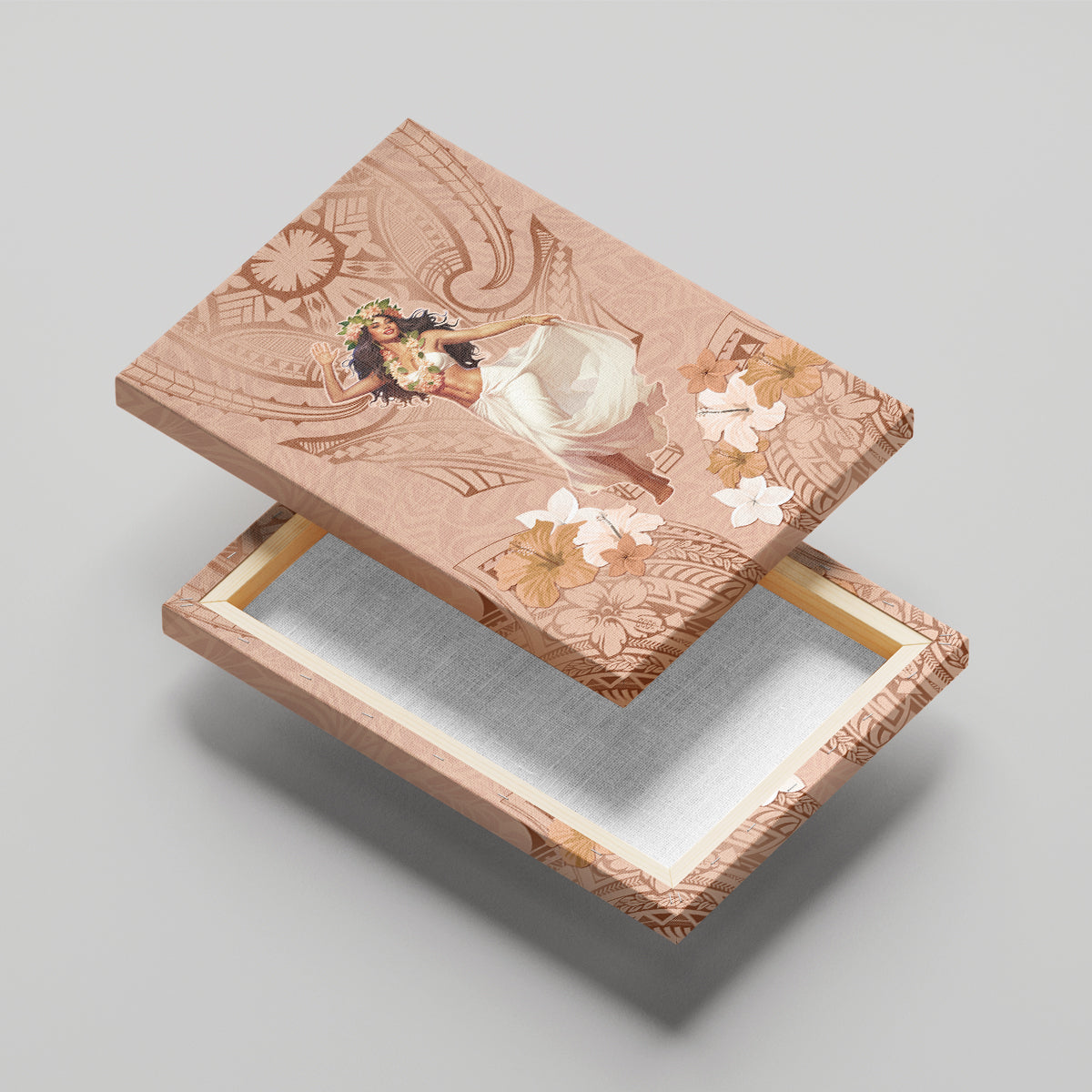 Hawaii Women's Day Canvas Wall Art With Polynesian Pattern