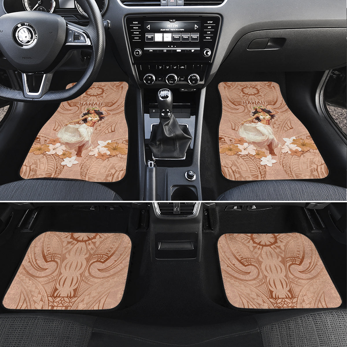 Hawaii Women's Day Car Mats With Polynesian Pattern LT05 Set 4pcs Brown - Polynesian Pride