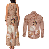 Hawaii Women's Day Couples Matching Tank Maxi Dress and Long Sleeve Button Shirt With Polynesian Pattern LT05 - Polynesian Pride