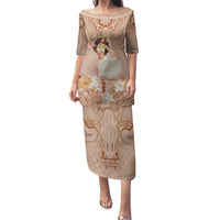 Hawaii Women's Day Family Matching Puletasi and Hawaiian Shirt With Polynesian Pattern LT05 Mom's Dress Brown - Polynesian Pride