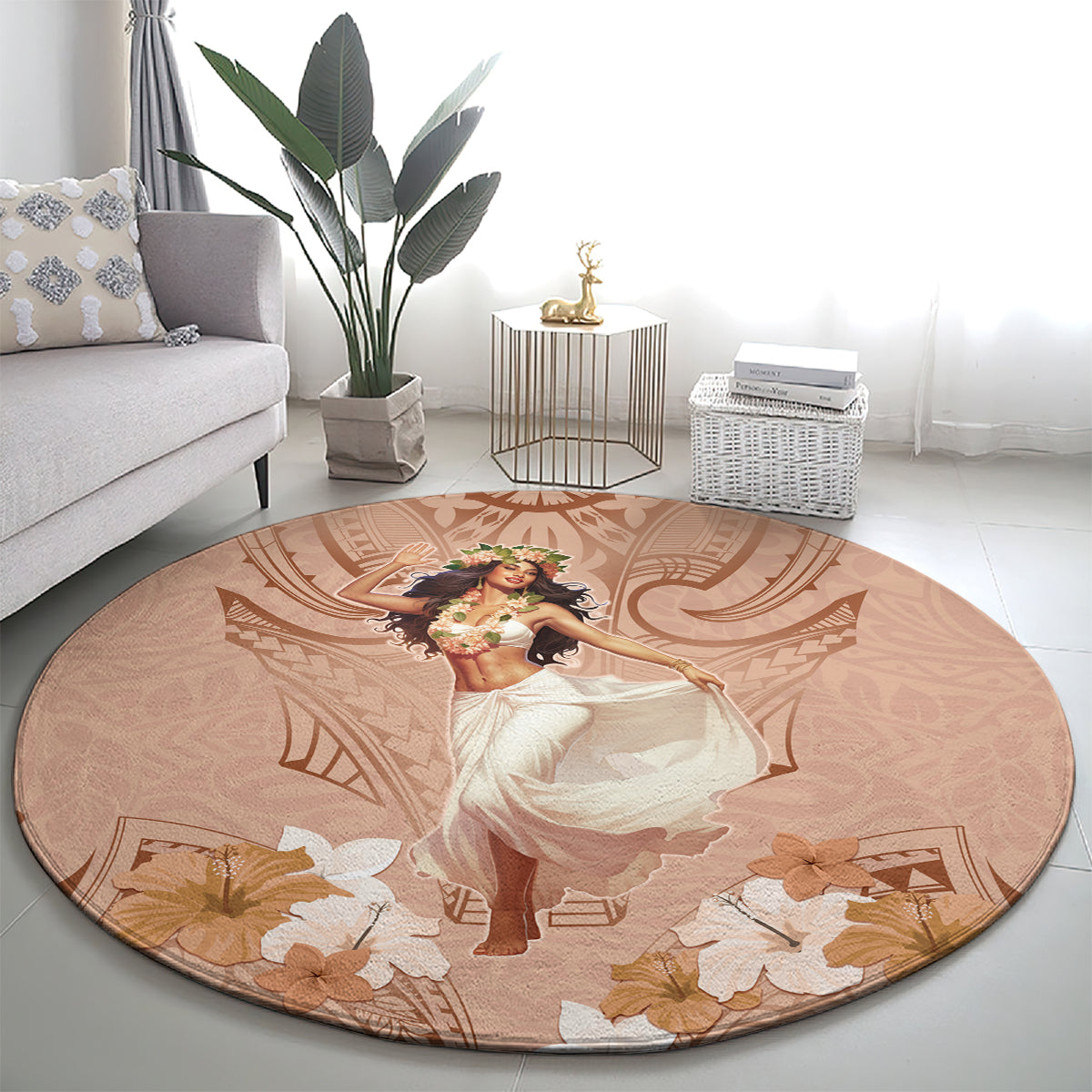 Hawaii Women's Day Round Carpet With Polynesian Pattern LT05 - Polynesian Pride