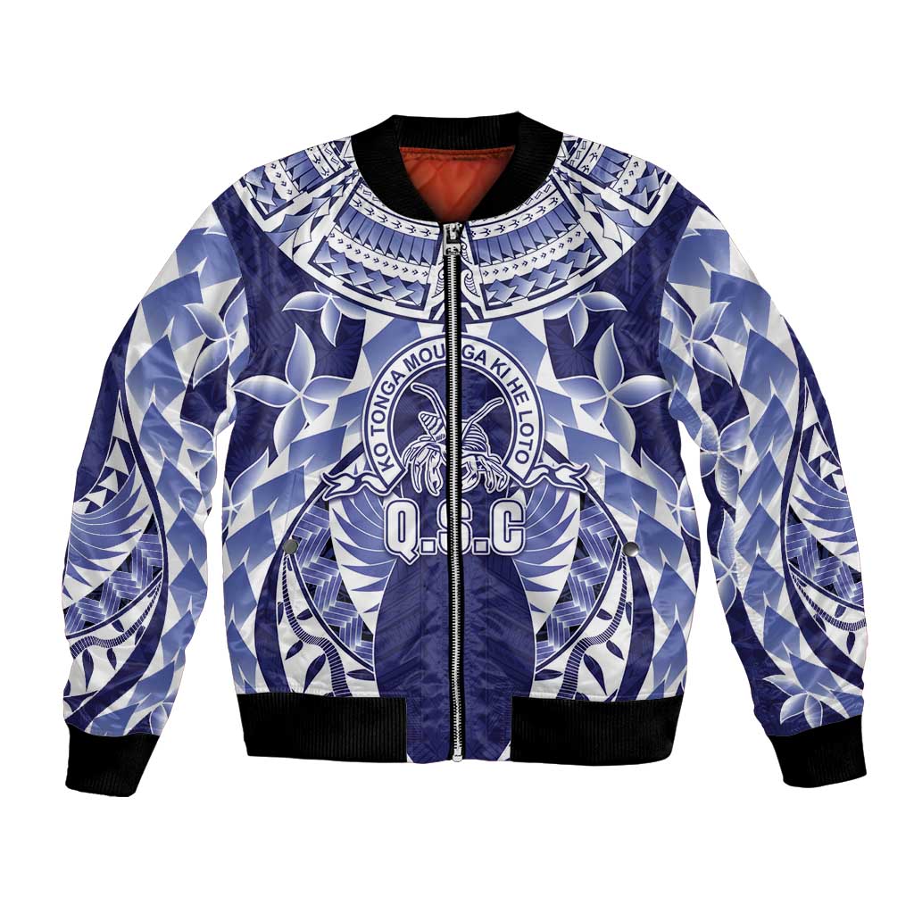 Personalised Tonga Queen Salote College Bomber Jacket Centenary Navy Version