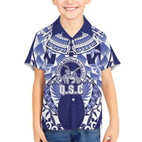 Personalised Tonga Queen Salote College Family Matching Long Sleeve Bodycon Dress and Hawaiian Shirt Centenary Navy Version