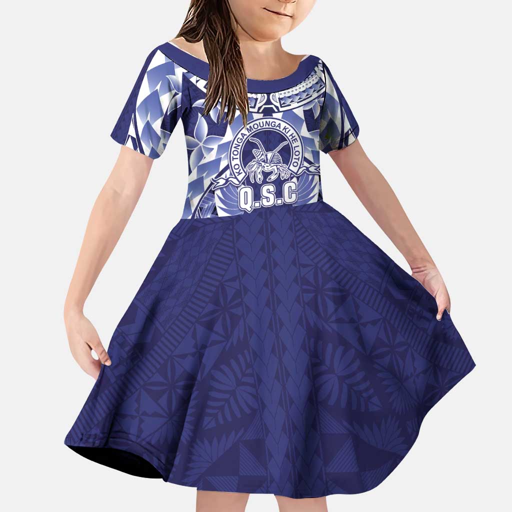 Personalised Tonga Queen Salote College Family Matching Off The Shoulder Long Sleeve Dress and Hawaiian Shirt Centenary Navy Version
