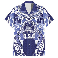 Personalised Tonga Queen Salote College Family Matching Short Sleeve Bodycon Dress and Hawaiian Shirt Centenary Navy Version