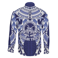 Personalised Tonga Queen Salote College Family Matching Short Sleeve Bodycon Dress and Hawaiian Shirt Centenary Navy Version