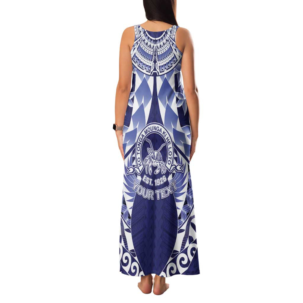 Personalised Tonga Queen Salote College Family Matching Tank Maxi Dress and Hawaiian Shirt Centenary Navy Version