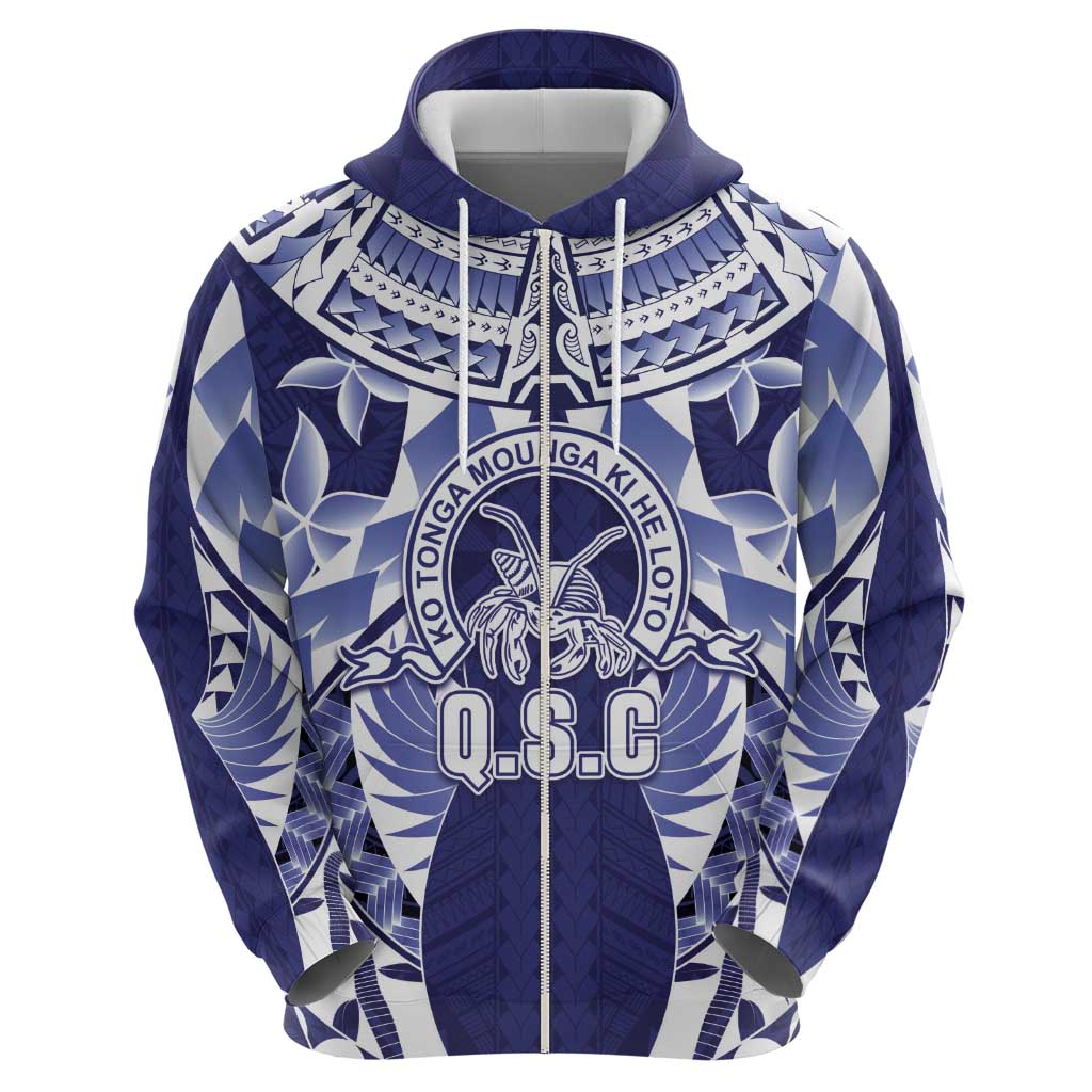 Personalised Tonga Queen Salote College Hoodie Centenary Navy Version