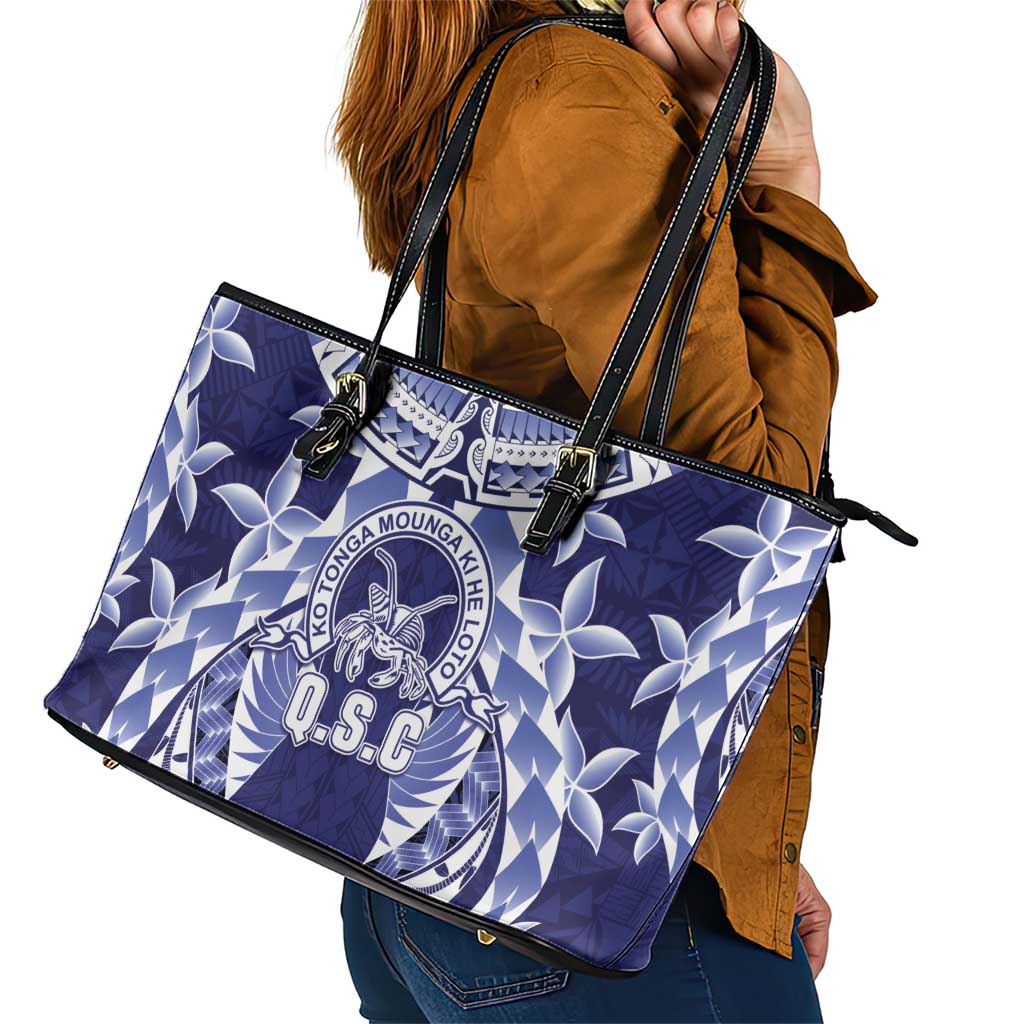 Tonga Queen Salote College Leather Tote Bag Centenary Navy Version