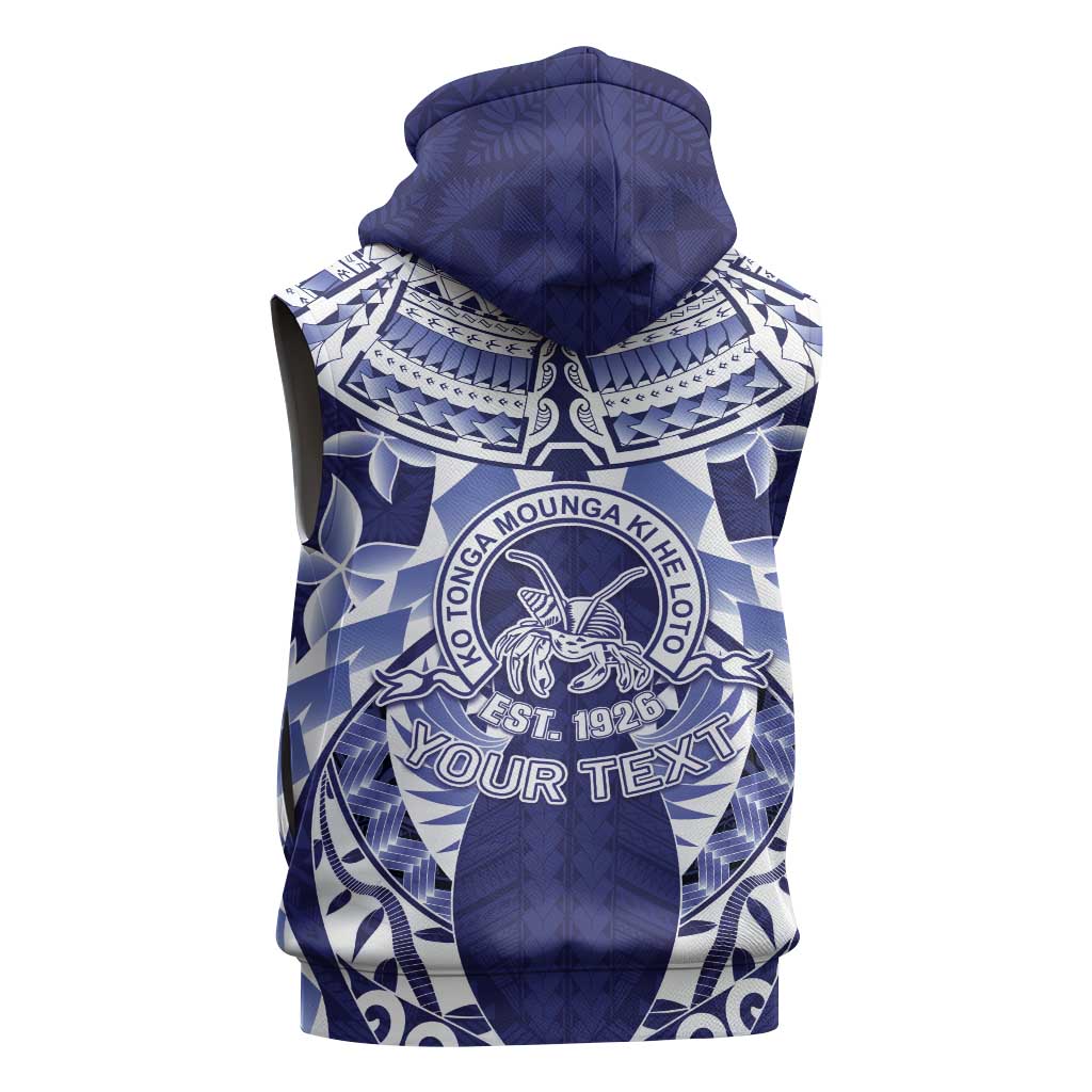 Personalised Tonga Queen Salote College Sleeveless Zip Hoodie Centenary Navy Version