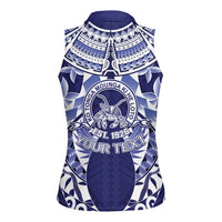Personalised Tonga Queen Salote College Women Sleeveless Polo Shirt Centenary Navy Version LT05 - Polynesian Pride