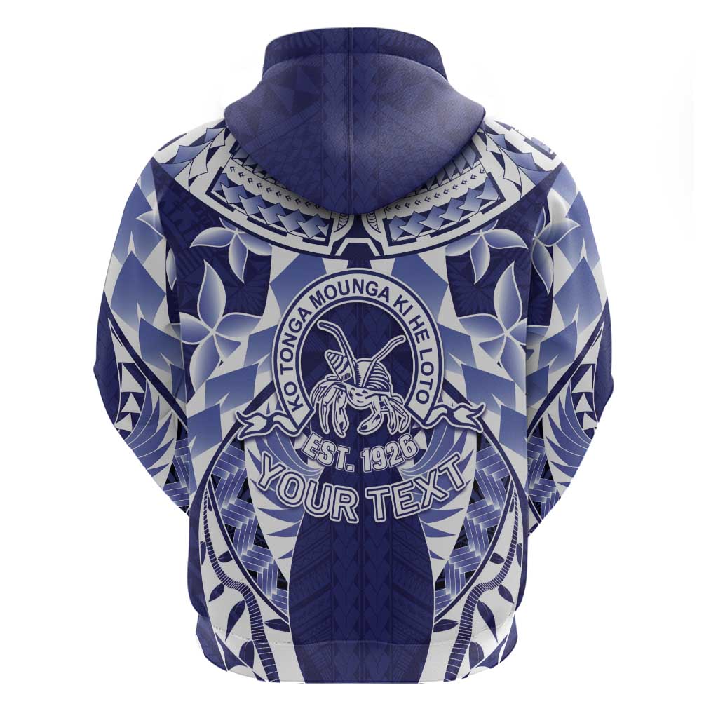 Personalised Tonga Queen Salote College Zip Hoodie Centenary Navy Version