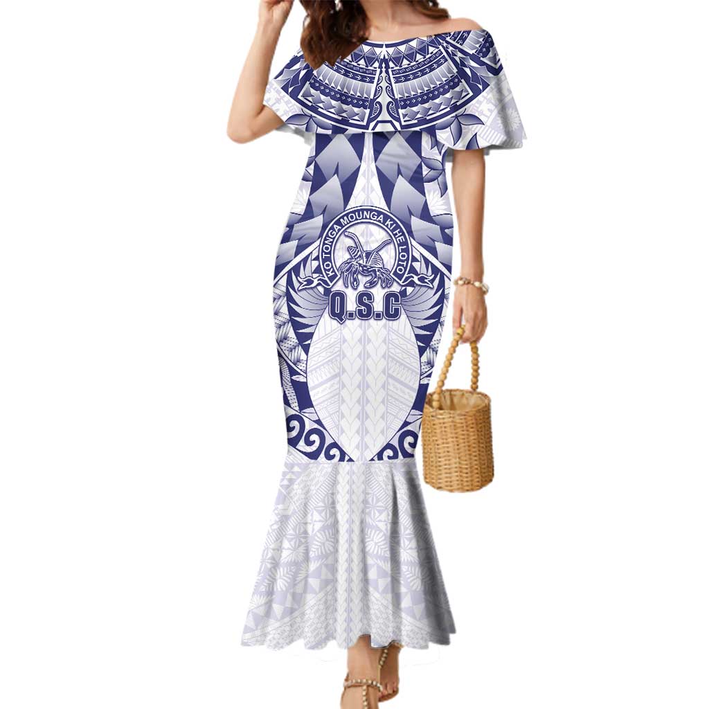 Personalised Tonga Queen Salote College Family Matching Mermaid Dress and Hawaiian Shirt Centenary White Version