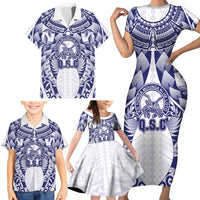 Personalised Tonga Queen Salote College Family Matching Short Sleeve Bodycon Dress and Hawaiian Shirt Centenary White Version