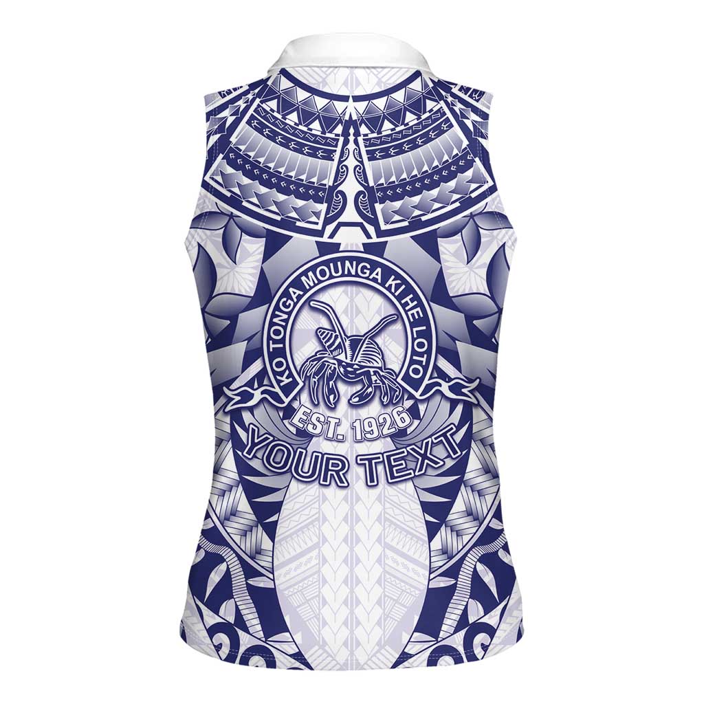 Personalised Tonga Queen Salote College Women Sleeveless Polo Shirt Centenary White Version LT05 - Polynesian Pride