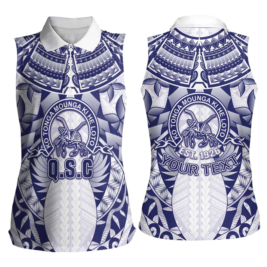 Personalised Tonga Queen Salote College Women Sleeveless Polo Shirt Centenary White Version LT05 - Polynesian Pride