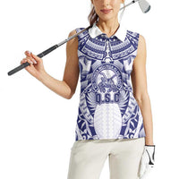 Personalised Tonga Queen Salote College Women Sleeveless Polo Shirt Centenary White Version LT05 - Polynesian Pride