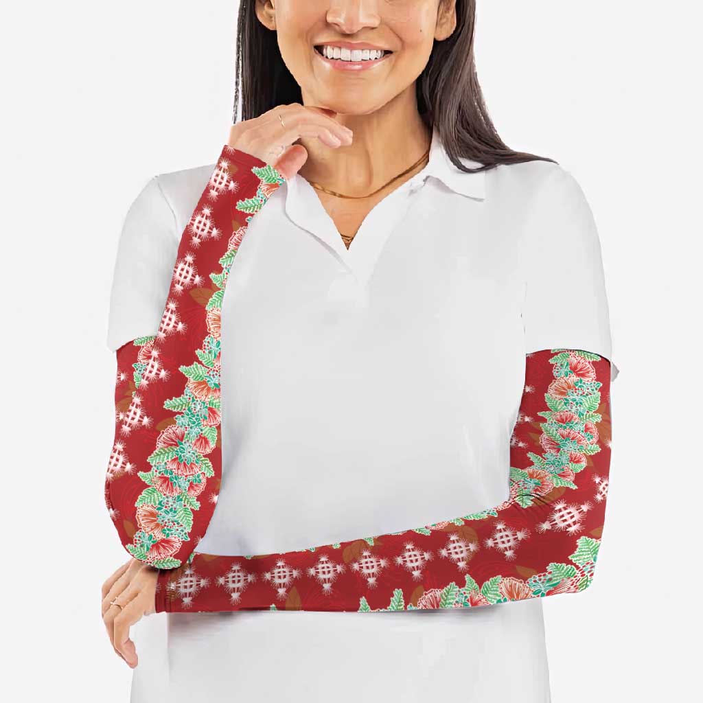 Hawaii Ohia Lehua Arm Sleeves Tropical Vibes Crimson