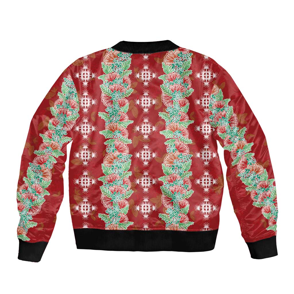Hawaii Ohia Lehua Bomber Jacket Tropical Vibes Crimson