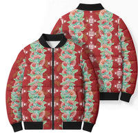 Hawaii Ohia Lehua Bomber Puffer Jacket Tropical Vibes Crimson
