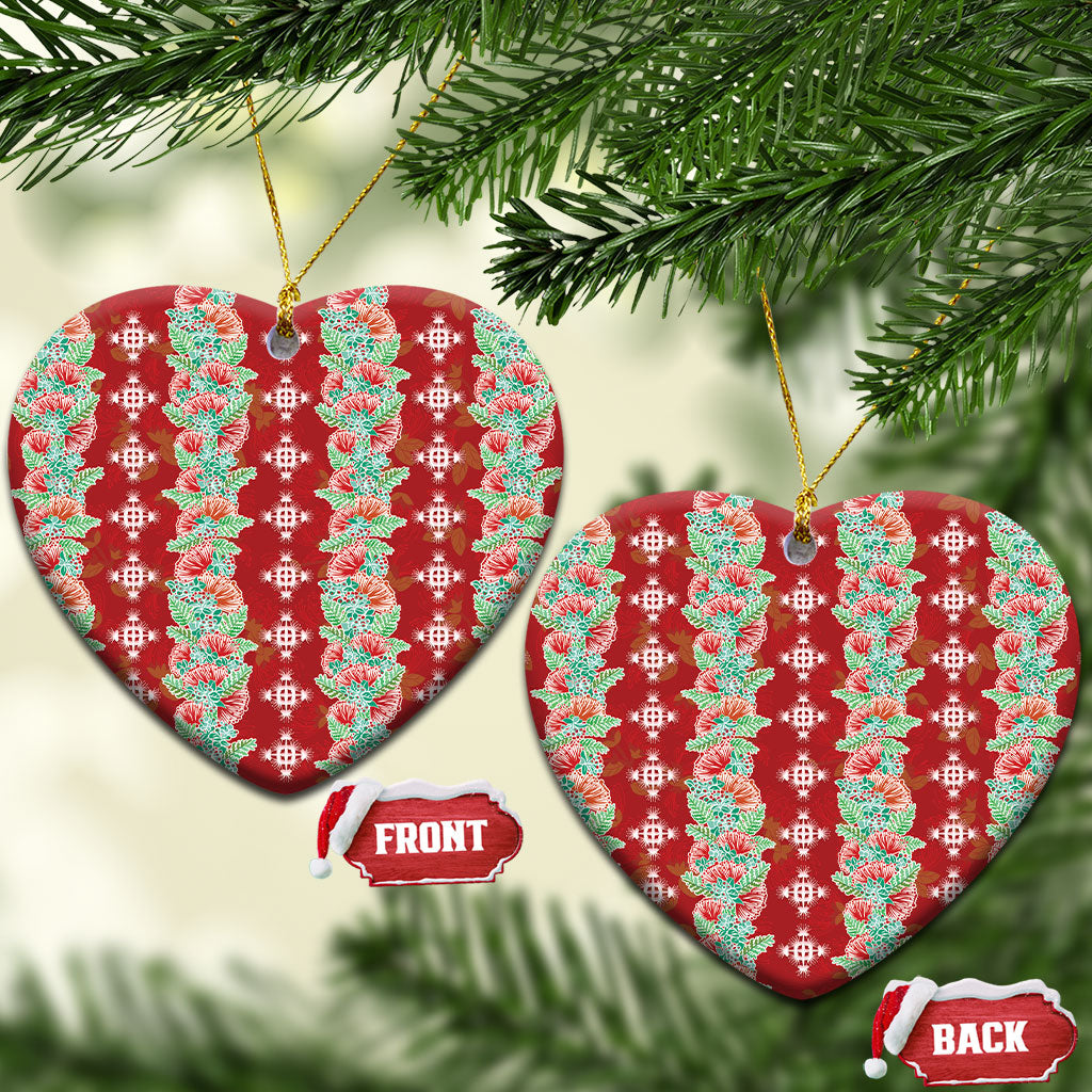 Hawaii Ohia Lehua Ceramic Ornament Tropical Vibes Crimson LT05 Heart Crimson - Polynesian Pride