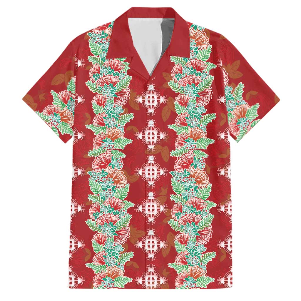 Hawaii Ohia Lehua Family Matching Long Sleeve Bodycon Dress and Hawaiian Shirt Tropical Vibes Crimson