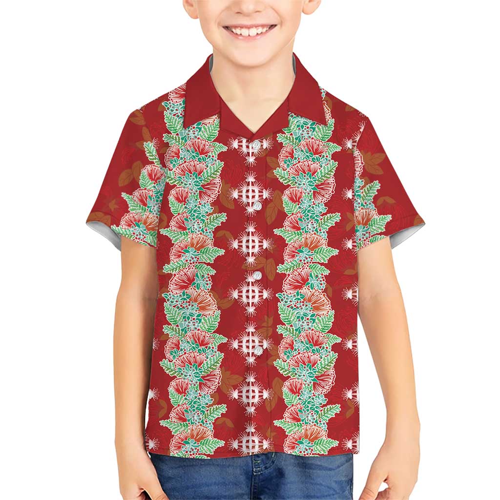 Hawaii Ohia Lehua Family Matching Off Shoulder Short Dress and Hawaiian Shirt Tropical Vibes Crimson
