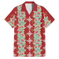Hawaii Ohia Lehua Family Matching Puletasi and Hawaiian Shirt Tropical Vibes Crimson