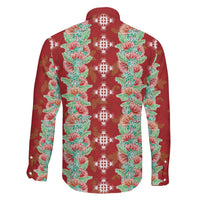 Hawaii Ohia Lehua Family Matching Short Sleeve Bodycon Dress and Hawaiian Shirt Tropical Vibes Crimson