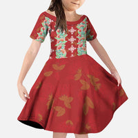 Hawaii Ohia Lehua Family Matching Summer Maxi Dress and Hawaiian Shirt Tropical Vibes Crimson