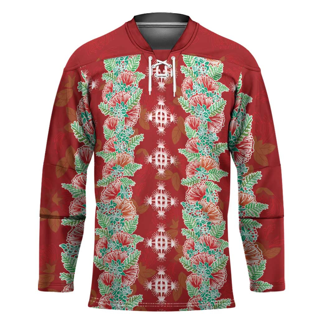 Hawaii Ohia Lehua Hockey Jersey Tropical Vibes Crimson