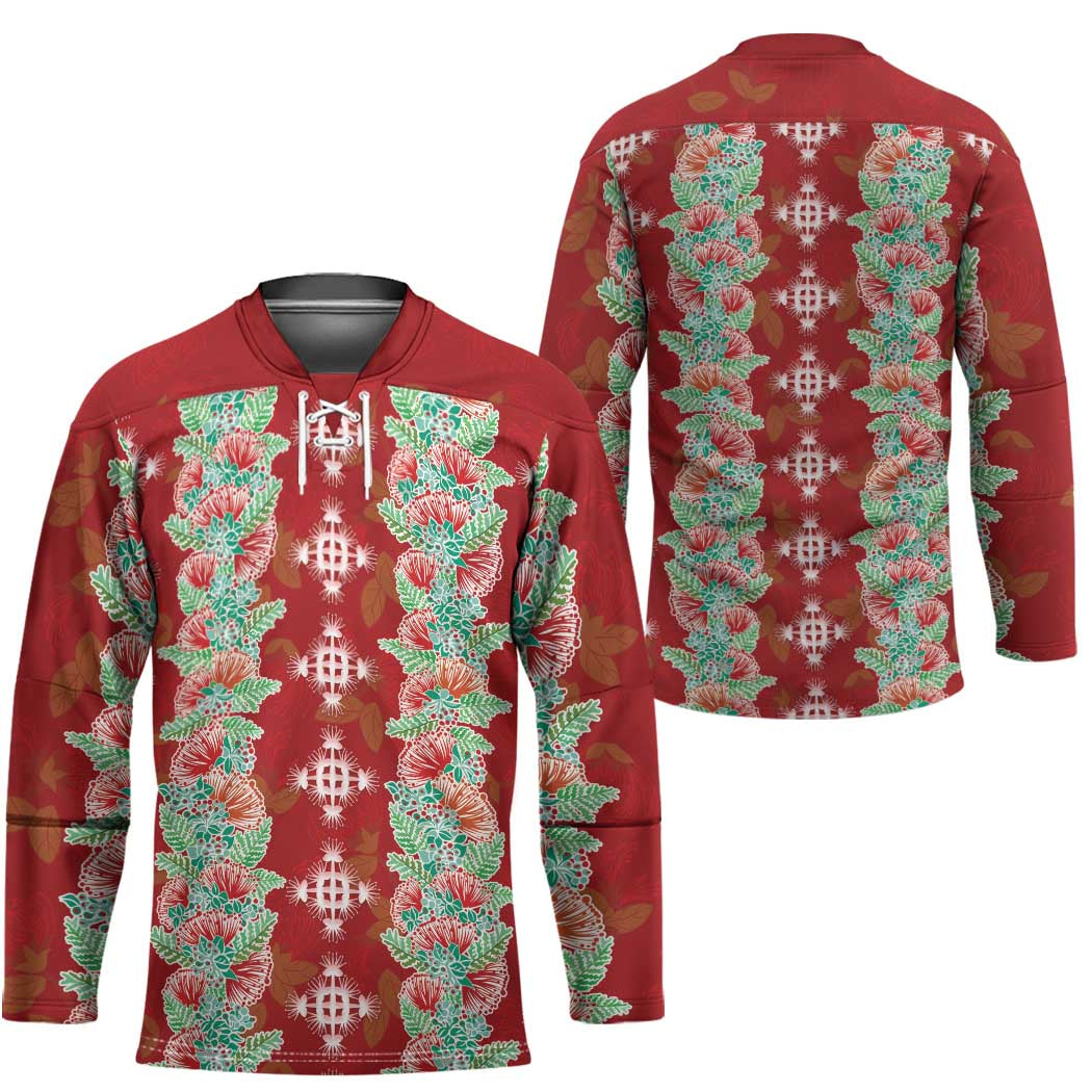 Hawaii Ohia Lehua Hockey Jersey Tropical Vibes Crimson