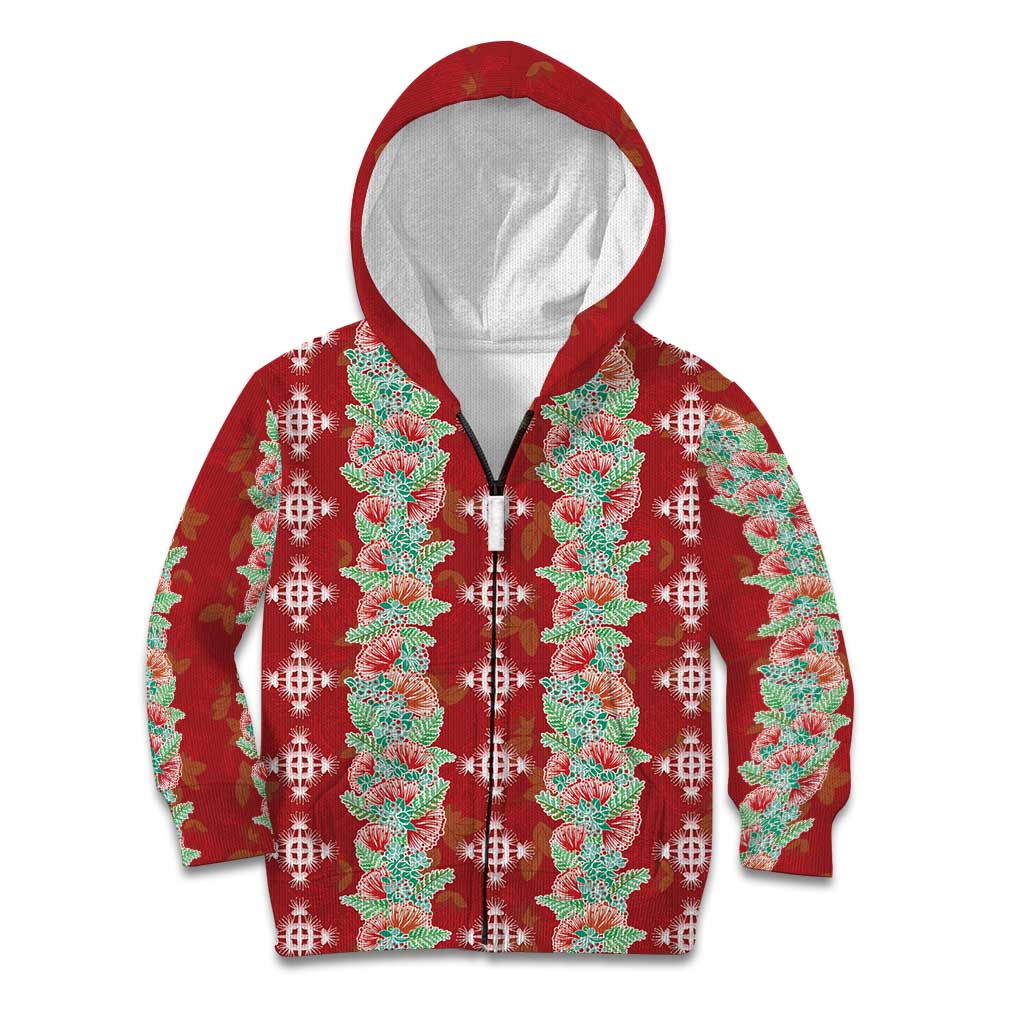 Hawaii Ohia Lehua Kid Hoodie Tropical Vibes Crimson LT05 Zip Hoodie Crimson - Polynesian Pride