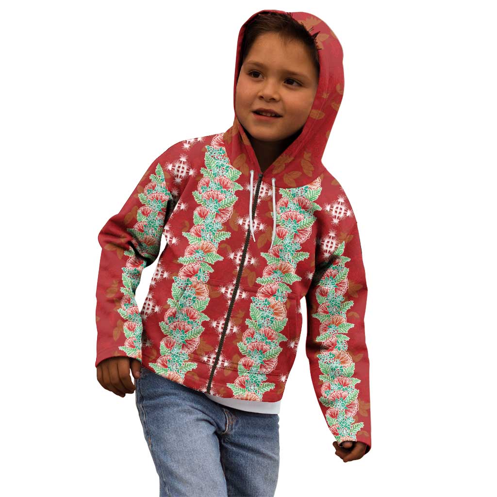 Hawaii Ohia Lehua Kid Hoodie Tropical Vibes Crimson LT05 - Polynesian Pride