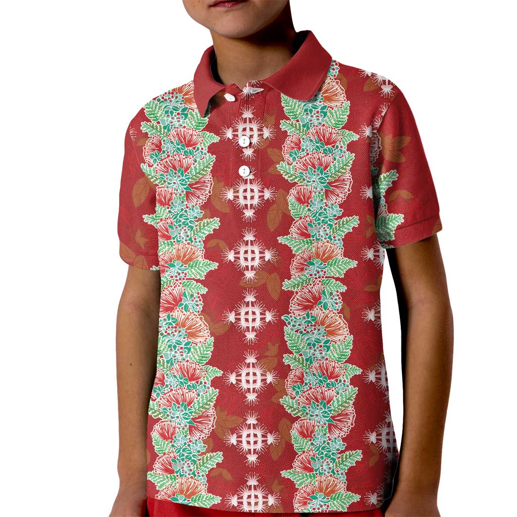 Hawaii Ohia Lehua Kid Polo Shirt Tropical Vibes Crimson LT05 Kid Crimson - Polynesian Pride