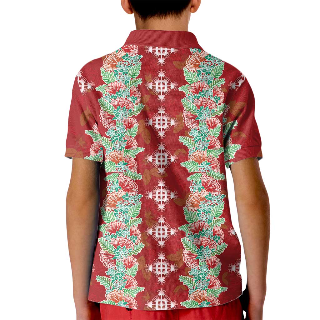 Hawaii Ohia Lehua Kid Polo Shirt Tropical Vibes Crimson LT05 - Polynesian Pride